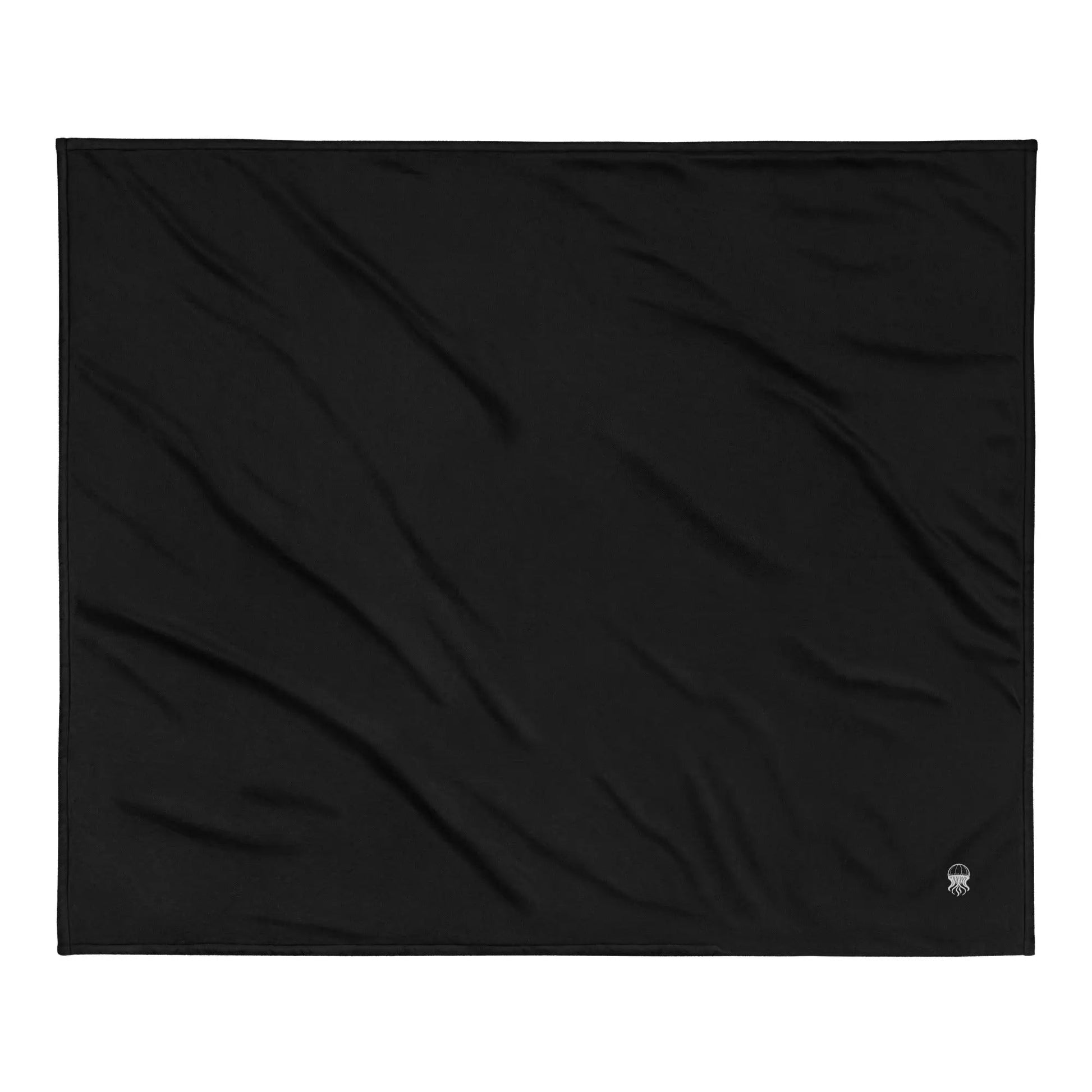 Embroidered Premium Sherpa Blanket - Noir - Jellyfish logo | Jelly Kvlt