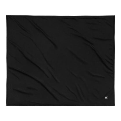 Embroidered Premium Sherpa Blanket - Noir - Jellyfish logo | Jelly Kvlt