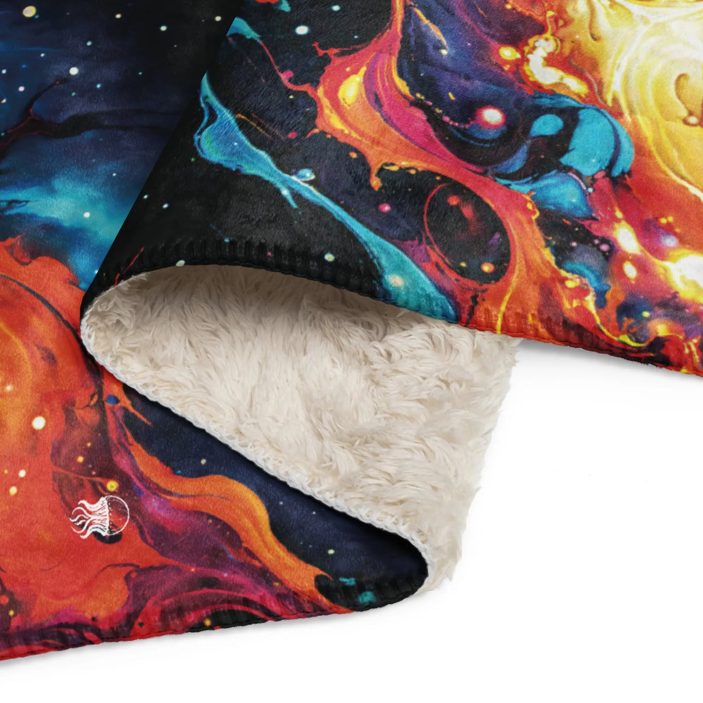 Warm Sherpa Fleece Blanket - Astral Tempest - by Jelly Kvlt