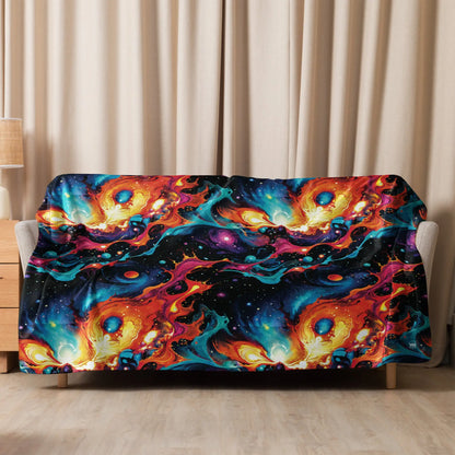 Warm Sherpa Fleece Blanket - Astral Tempest - by Jelly Kvlt